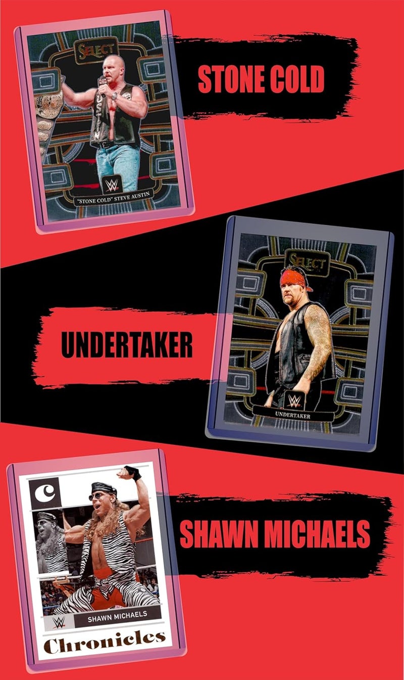 Chaser Wrestling Cards: John Cena, Hulk Hogan, The Rock, Stone Cold, Undertaker, Shawn Michaels, Ric Flair, Brett Hart, and Randy Savage All-Time Greats Assorted WWE Card (9) Gift Pack Gift Pack - Image 3